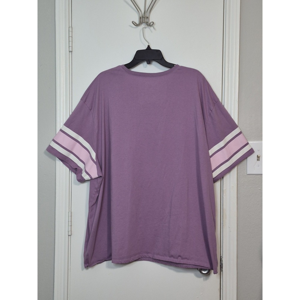 Peanuts Snoopy Graphic Tee Women 2X Purple Pink Varsity Shirt Cartoon Nostalgia - Picture 7 of 7